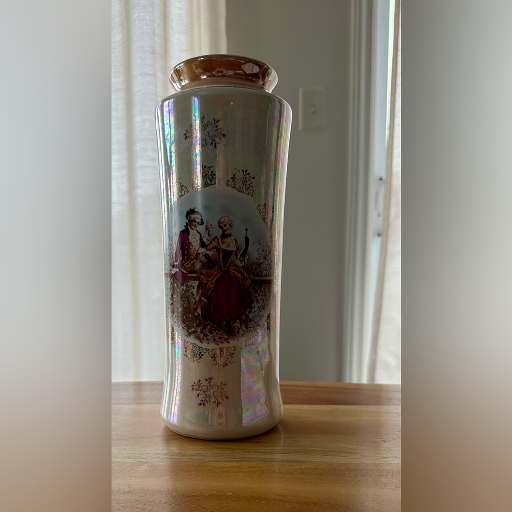 Vintage Japanese Courting Print Lustreware Vase - Picture 7 of 7